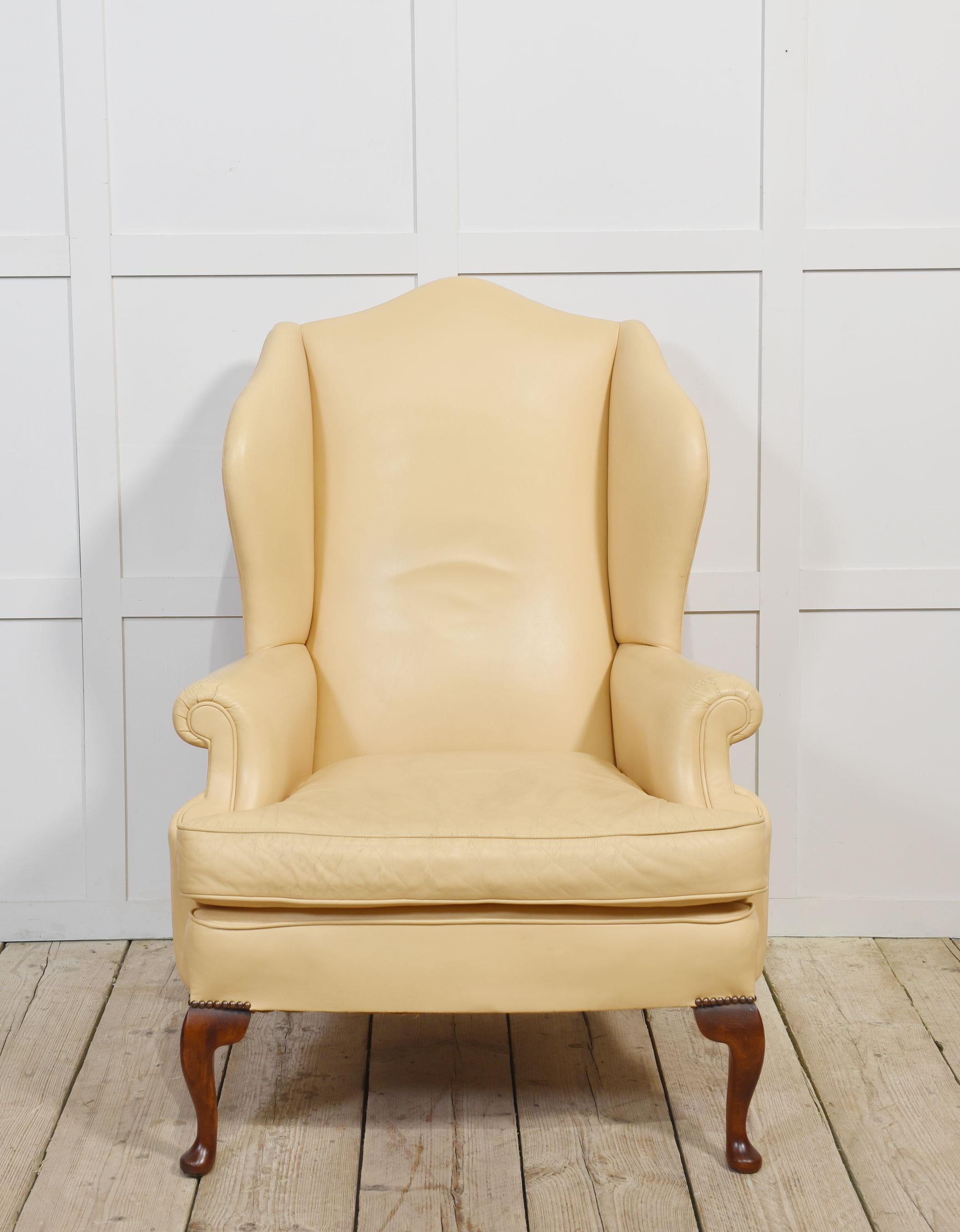 Pelle Poltrona wingback in stile georgiano in vendita