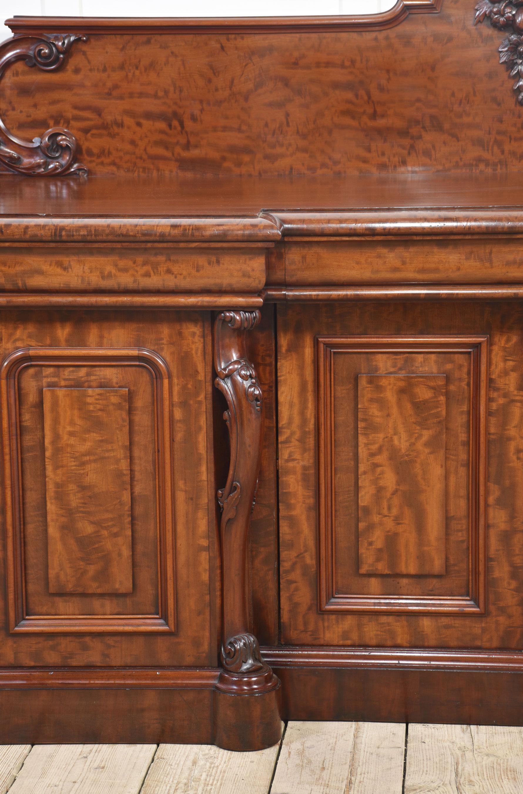 Large figured mahogany breakfront sideboard For Sale 9