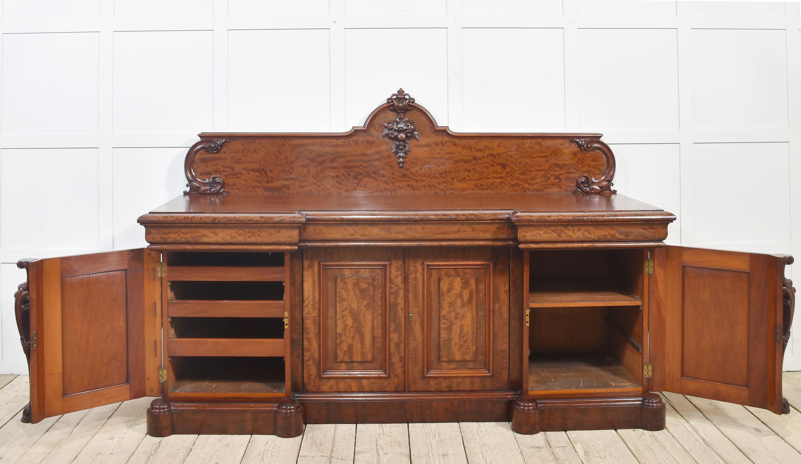 Large figured mahogany breakfront sideboard For Sale 12