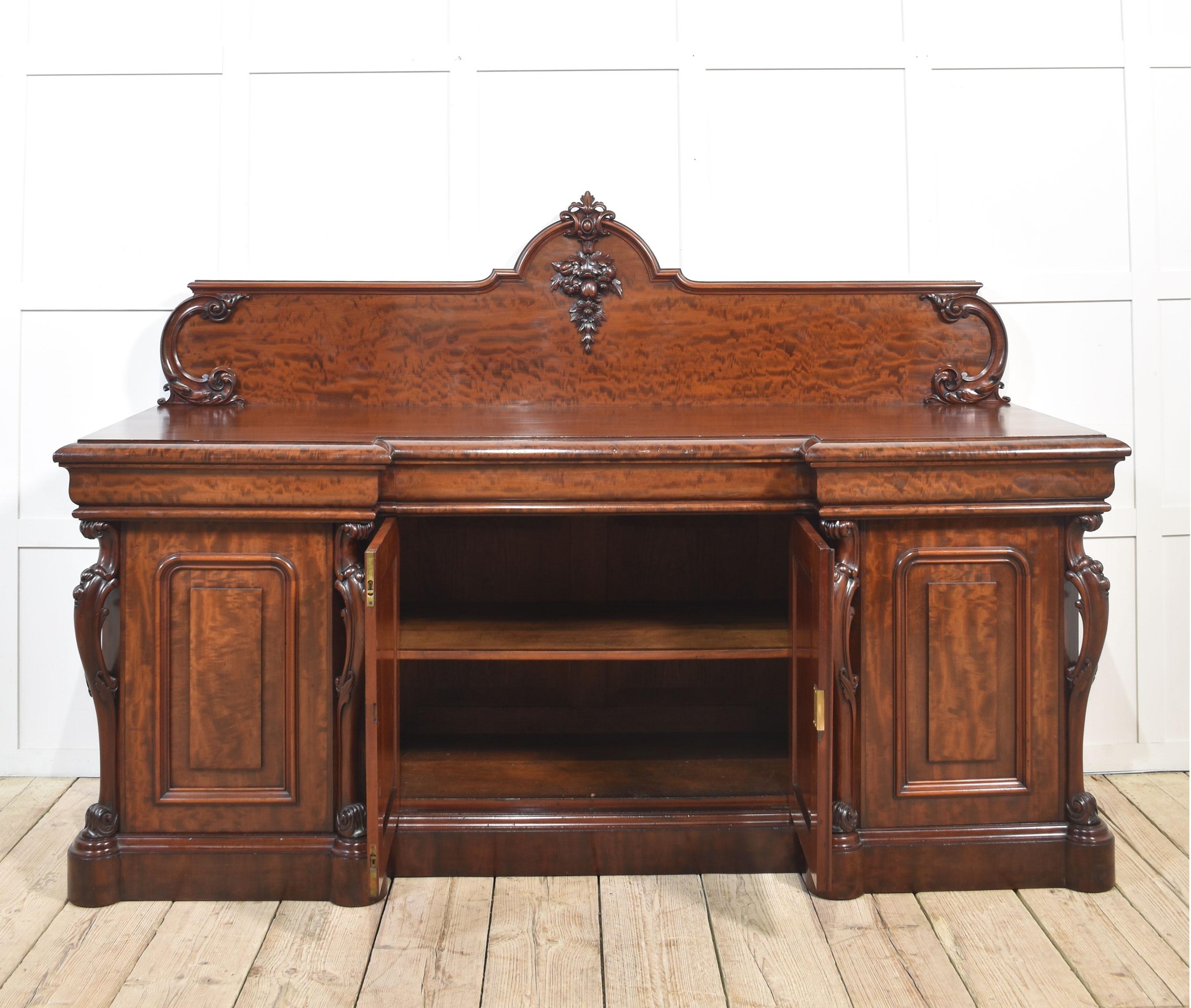 Large figured mahogany breakfront sideboard For Sale 11