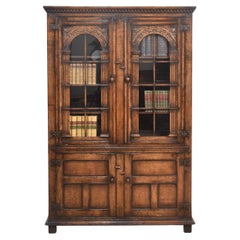 Antique Solid oak two door bookcase