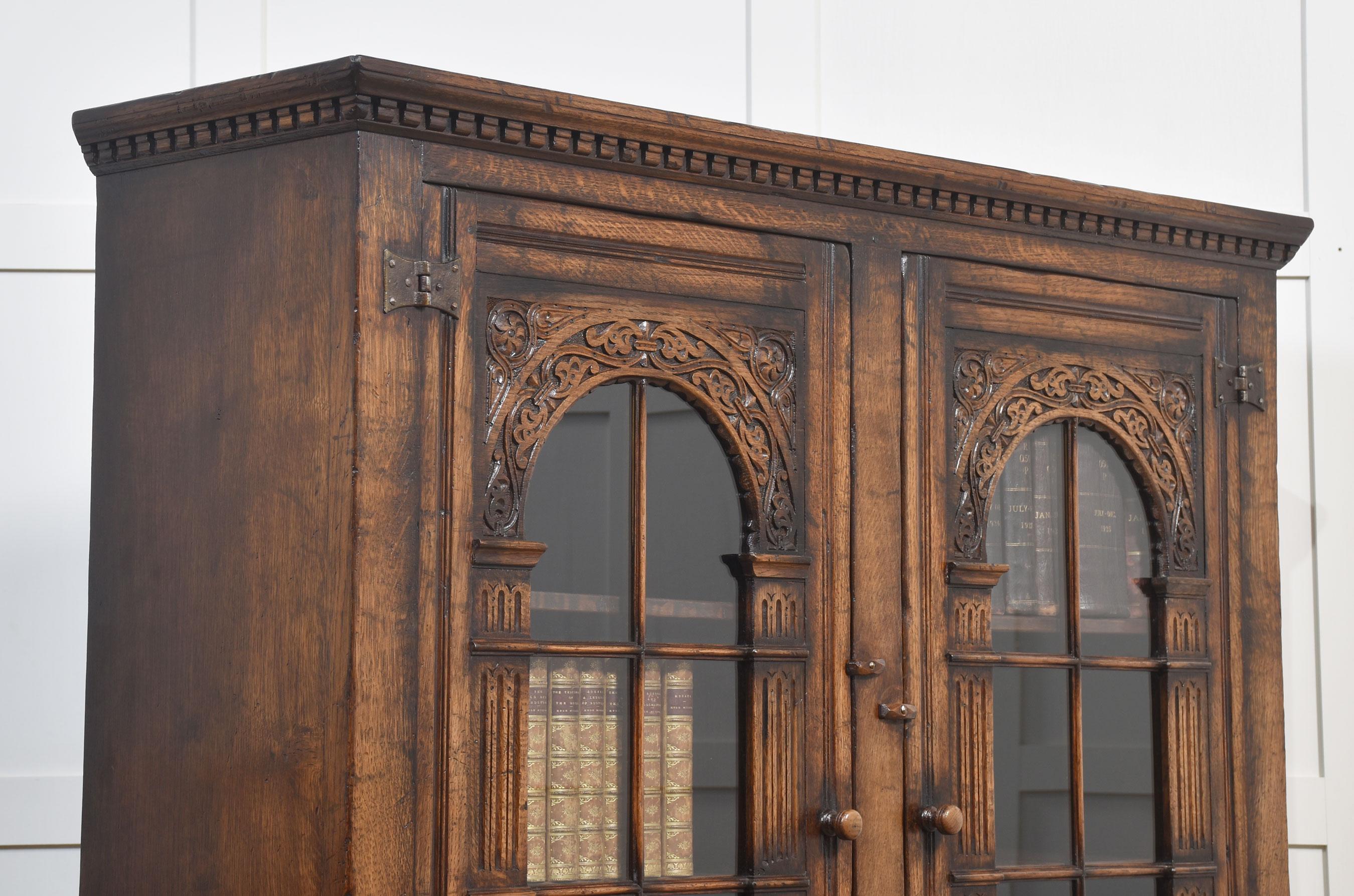 Oak Solid oak two door bookcase For Sale
