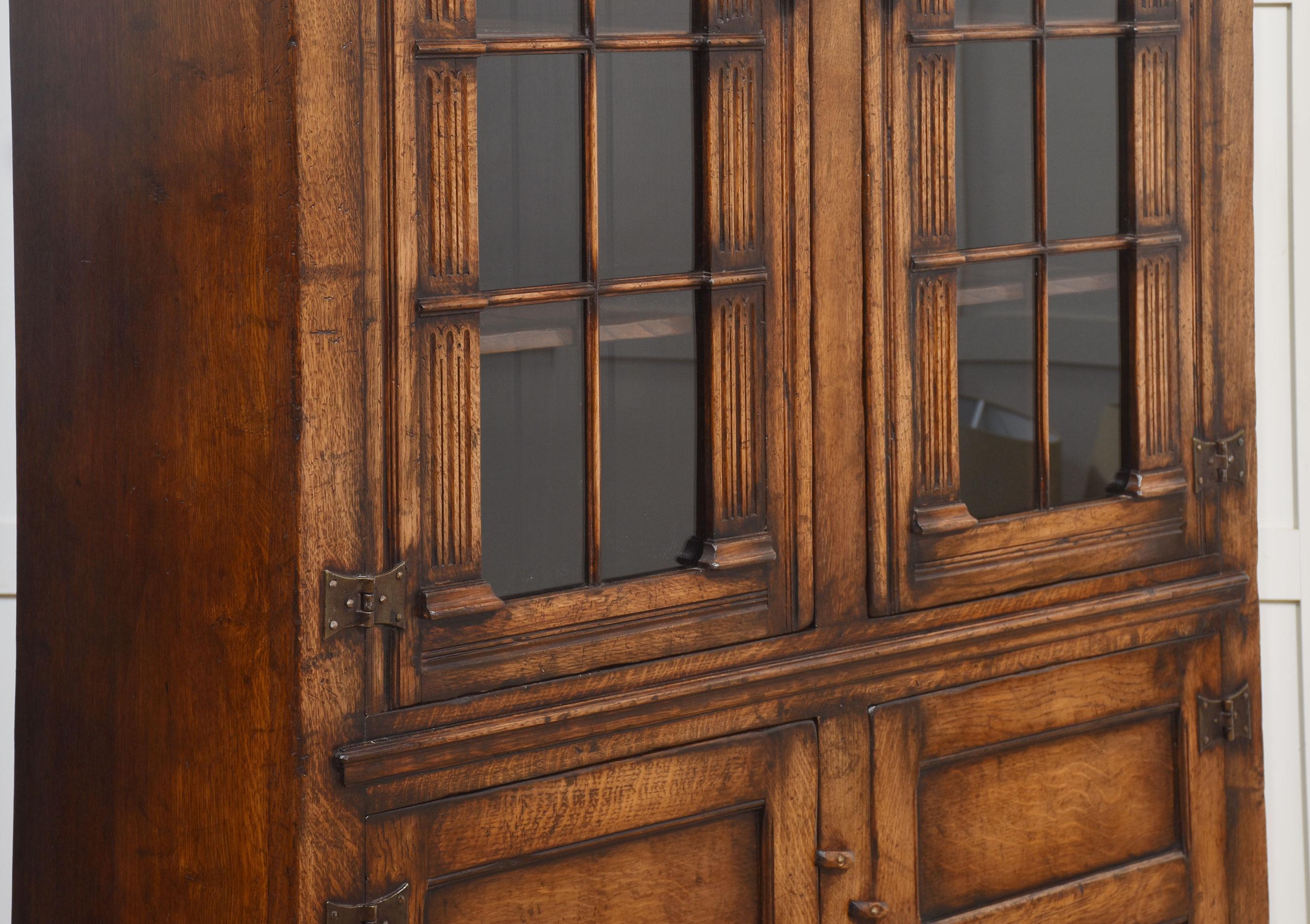 Solid oak two door bookcase For Sale 2