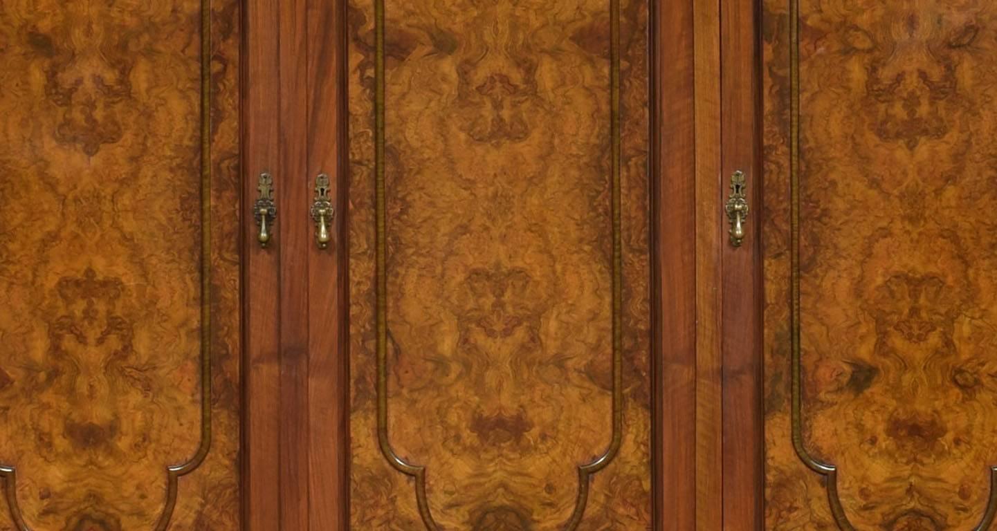 Queen Anne Walnut Three-Door Wardrobe