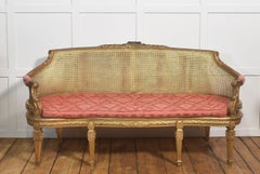 French Louis XVI Style Giltwood And Cane Settee