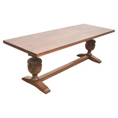 Large Jacobean Revival Oak Refectory Dining Table