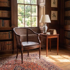 Edwardian Mahogany And Cane Tub Armchair