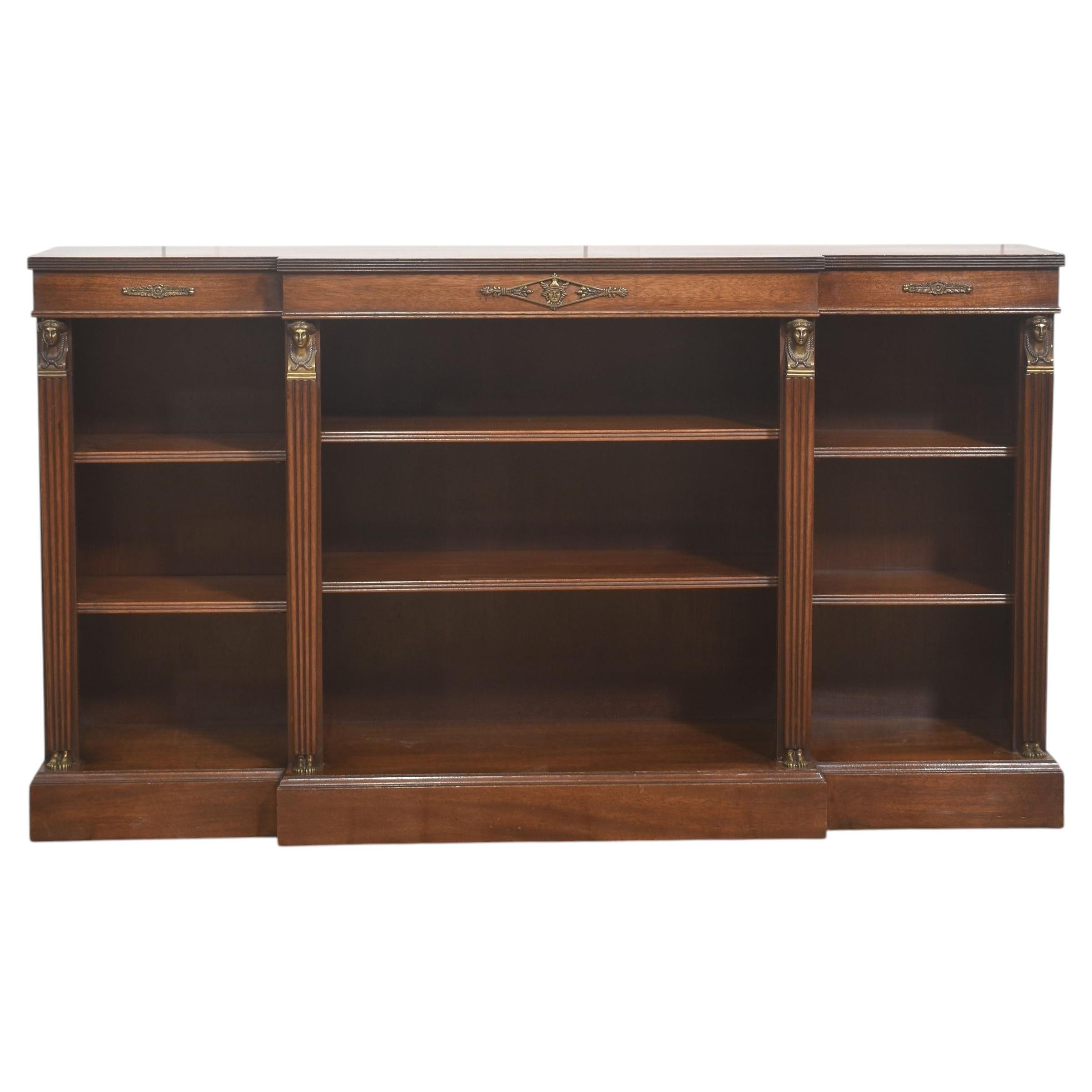 Regency Style Mahogany Breakfront Open Bookcase