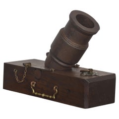 19th-Century Cast-Iron Signal Mortar On Oak Carriage