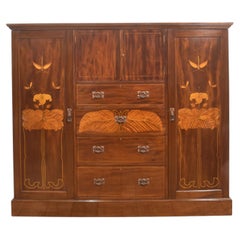 Art Nouveau Mahogany Marquetry Compactum Wardrobe