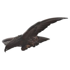 Large Black Forest Carved Wood Eagle