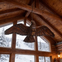 Large Black Forest Carved Wood Eagle