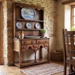 Country Oak Dresser With Plate Rack