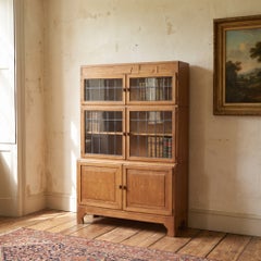 Art Deco Oak Leaded Glass Bookcase