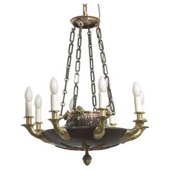 Empire Revival Brass And Copper Eight-Light Chandelier