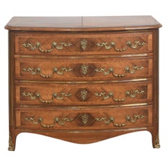 French Louis XV Style Marquetry Serpentine Chest Of Drawers