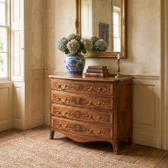 French Louis XV Style Marquetry Serpentine Chest Of Drawers