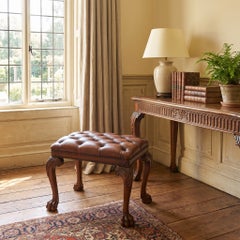 Chippendale-Style Mahogany And Leather Stool