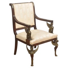 Empire Style Mahogany And Gilt Bronze Armchair