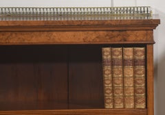 Pair Of Burr Walnut Open Bookcases With Brass Galleries