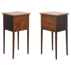 Pair Of Sheraton Style Marquetry Bedside Cabinets