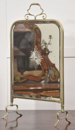 Brass And Mirrored Glass Fire Screen