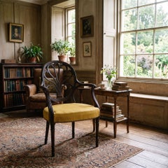Carved Mahogany Open Armchair