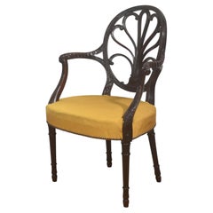 Carved Mahogany Open Armchair