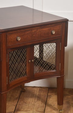 Pair Of Mahogany Drop-Leaf Side Tables With Brass Grilles
