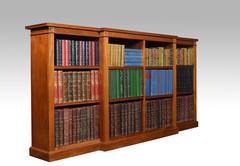 Large Walnut Breakfront Open Bookcase