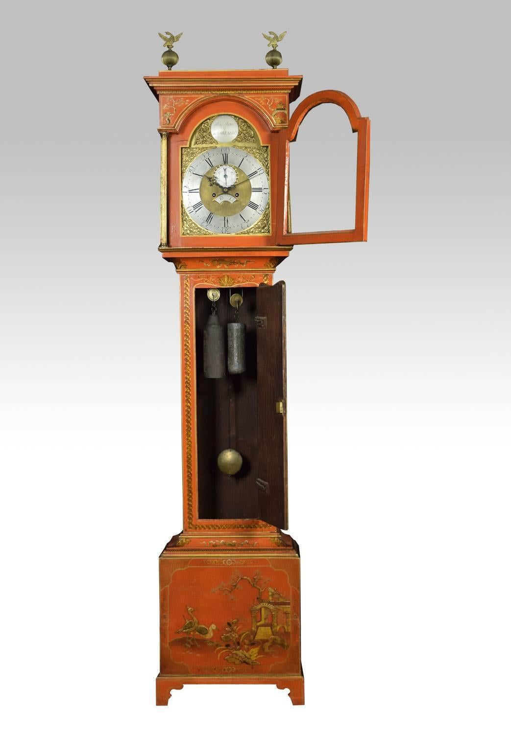 English George III Chinoiserie Japanned Longcase Clock