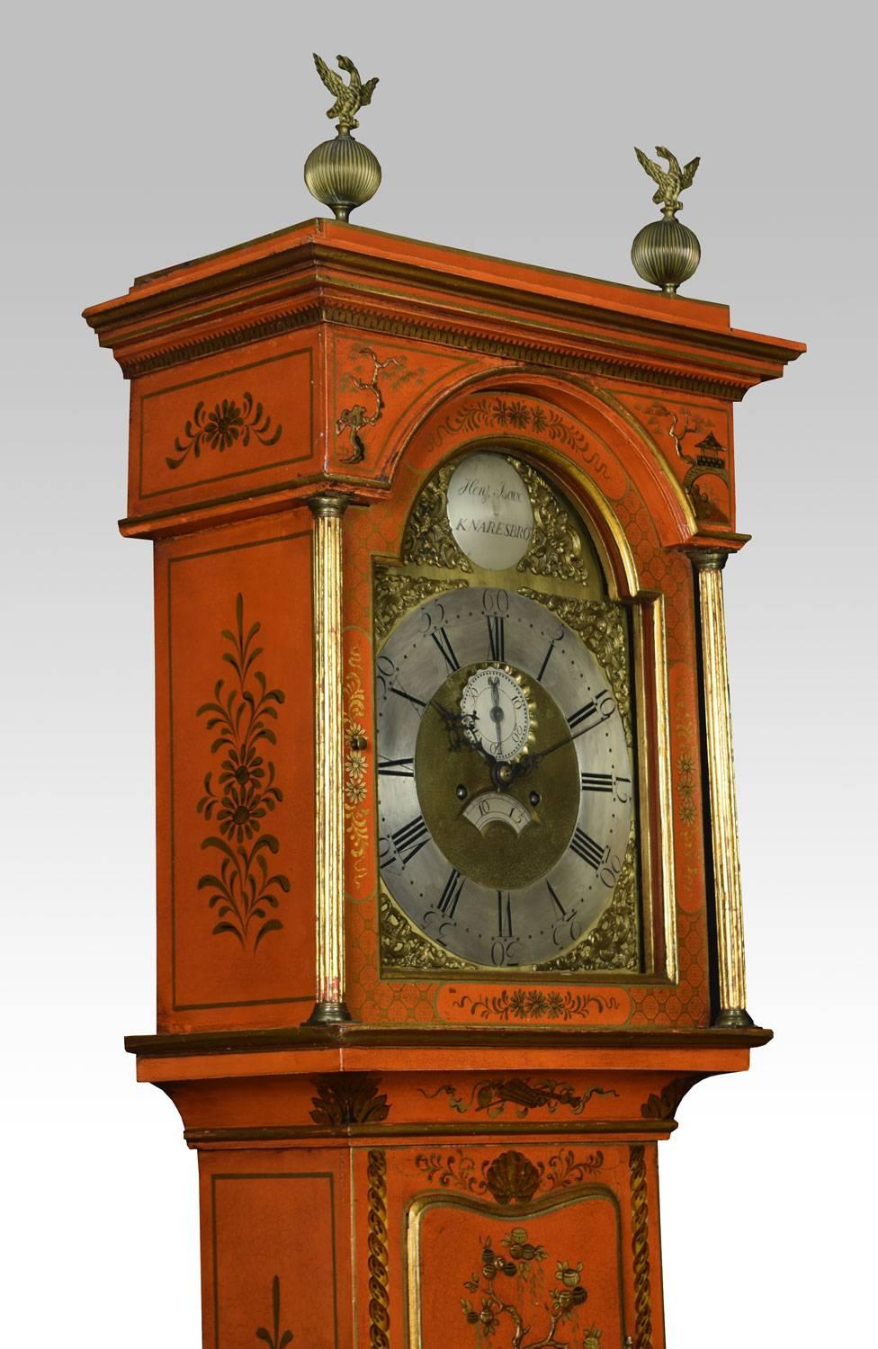 George III Chinoiserie Japanned Longcase Clock In Excellent Condition In Cheshire, GB