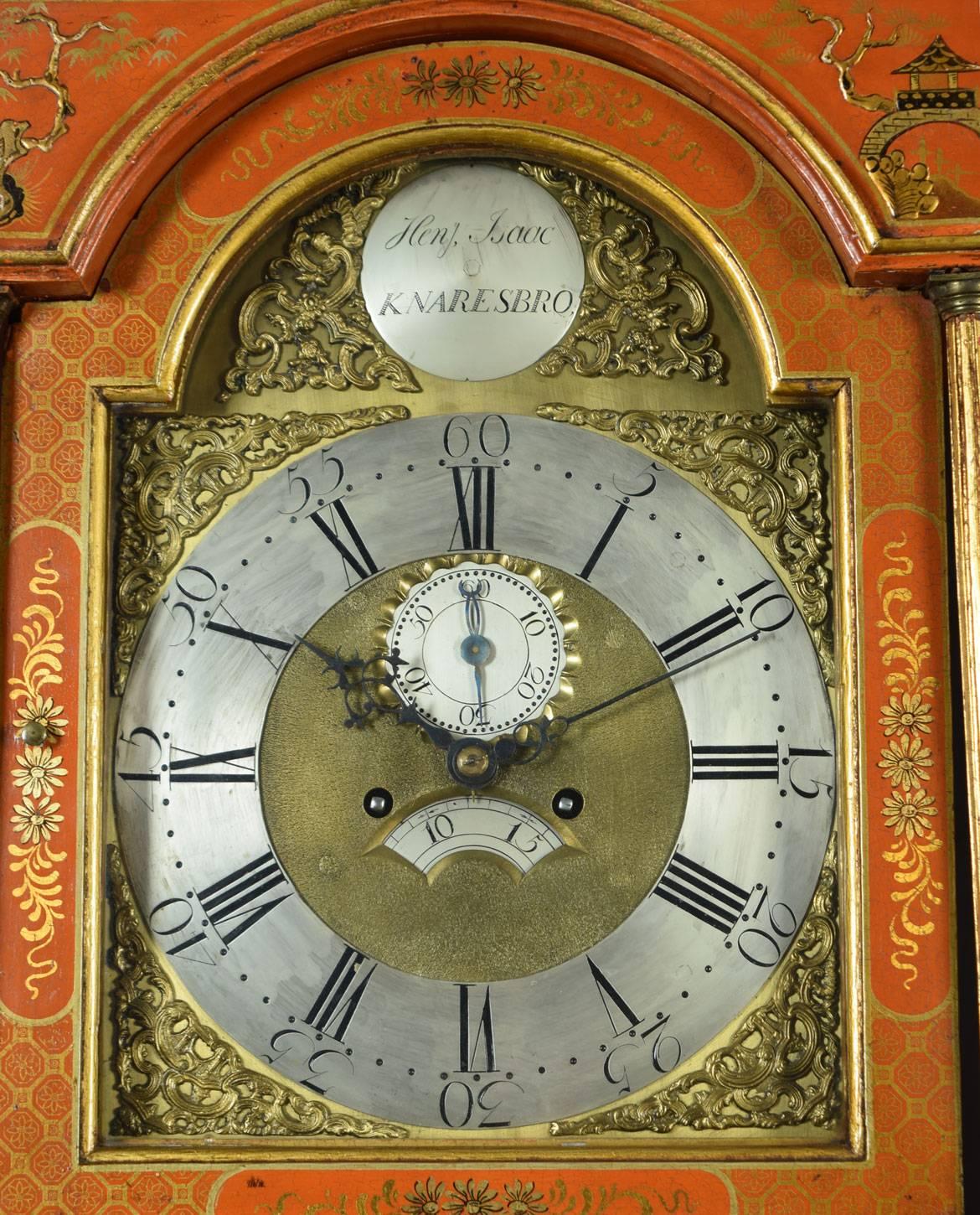 George III Chinoiserie Japanned Longcase Clock 1