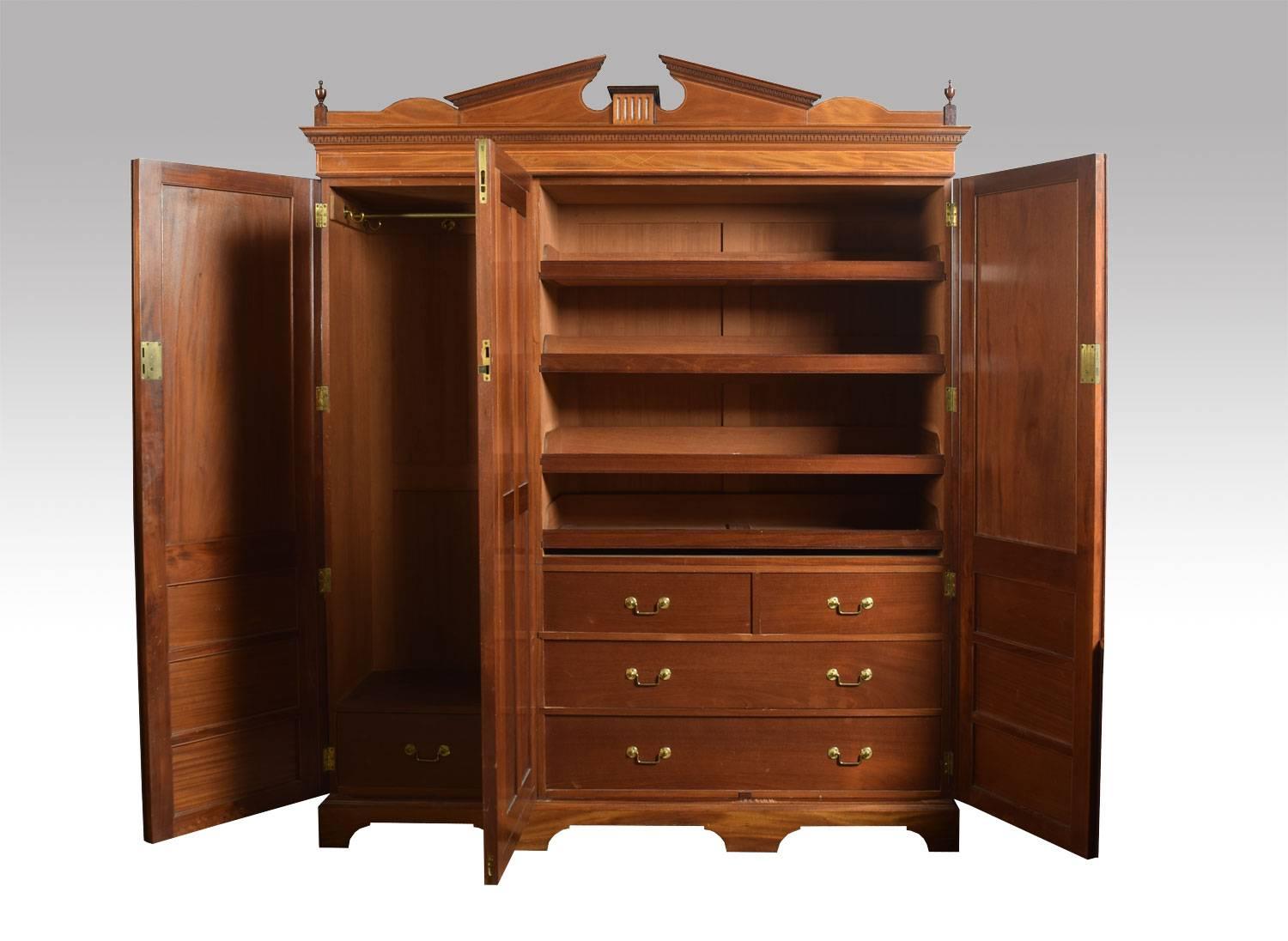 Victorian Figured Mahogany Three-Door Wardrobe