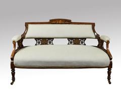 Edwardian Inlaid Rosewood Two-Seat Settee