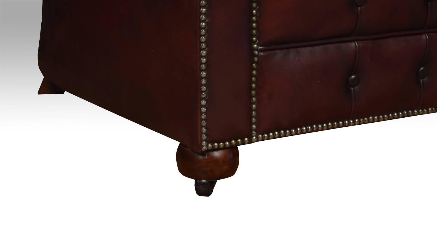 English Burgundy Leather Chesterfield