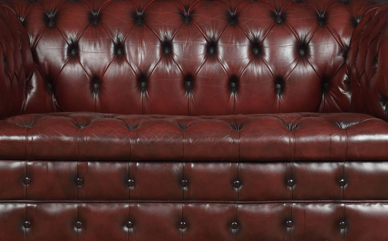 Late Victorian Burgundy Leather Chesterfield