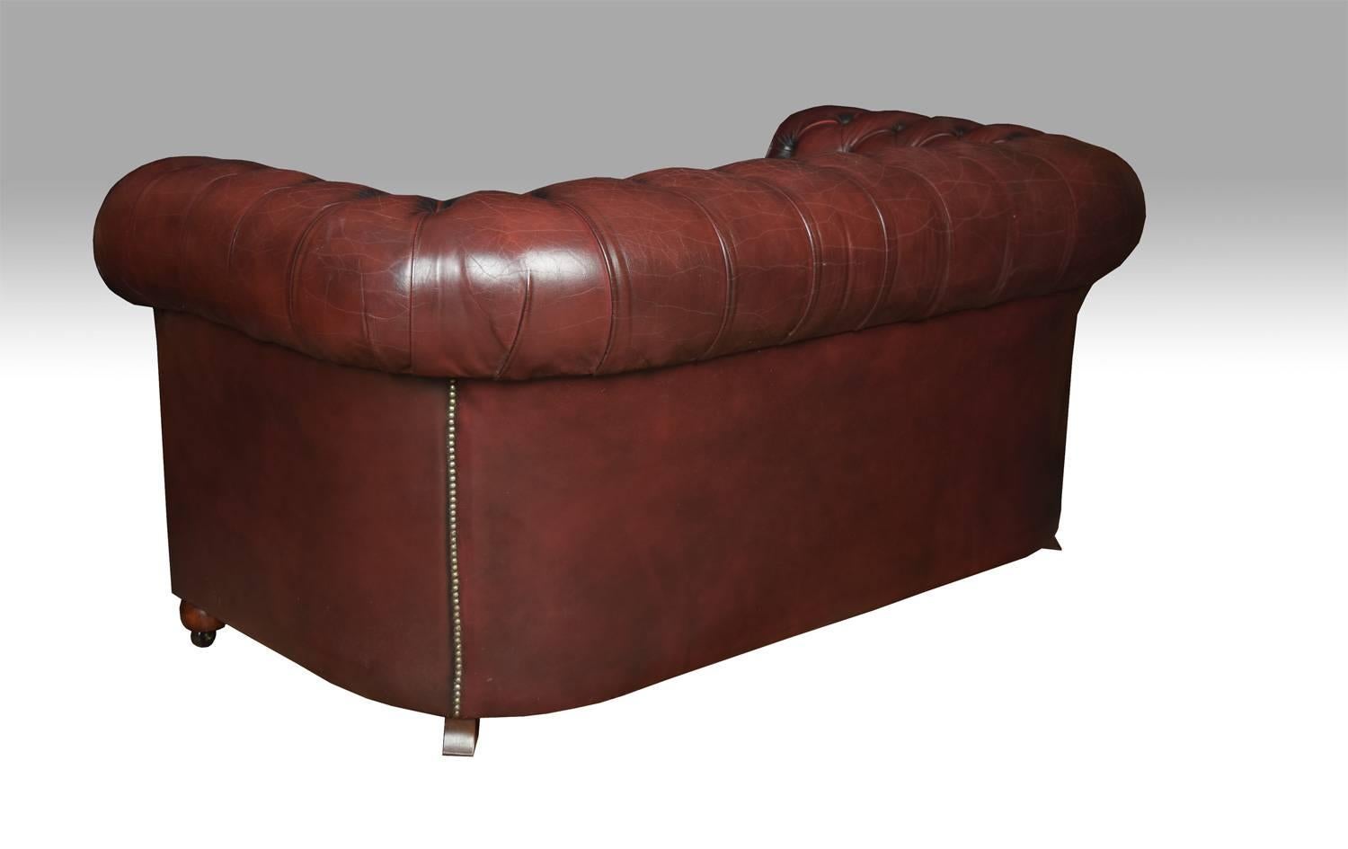 20th Century Burgundy Leather Chesterfield