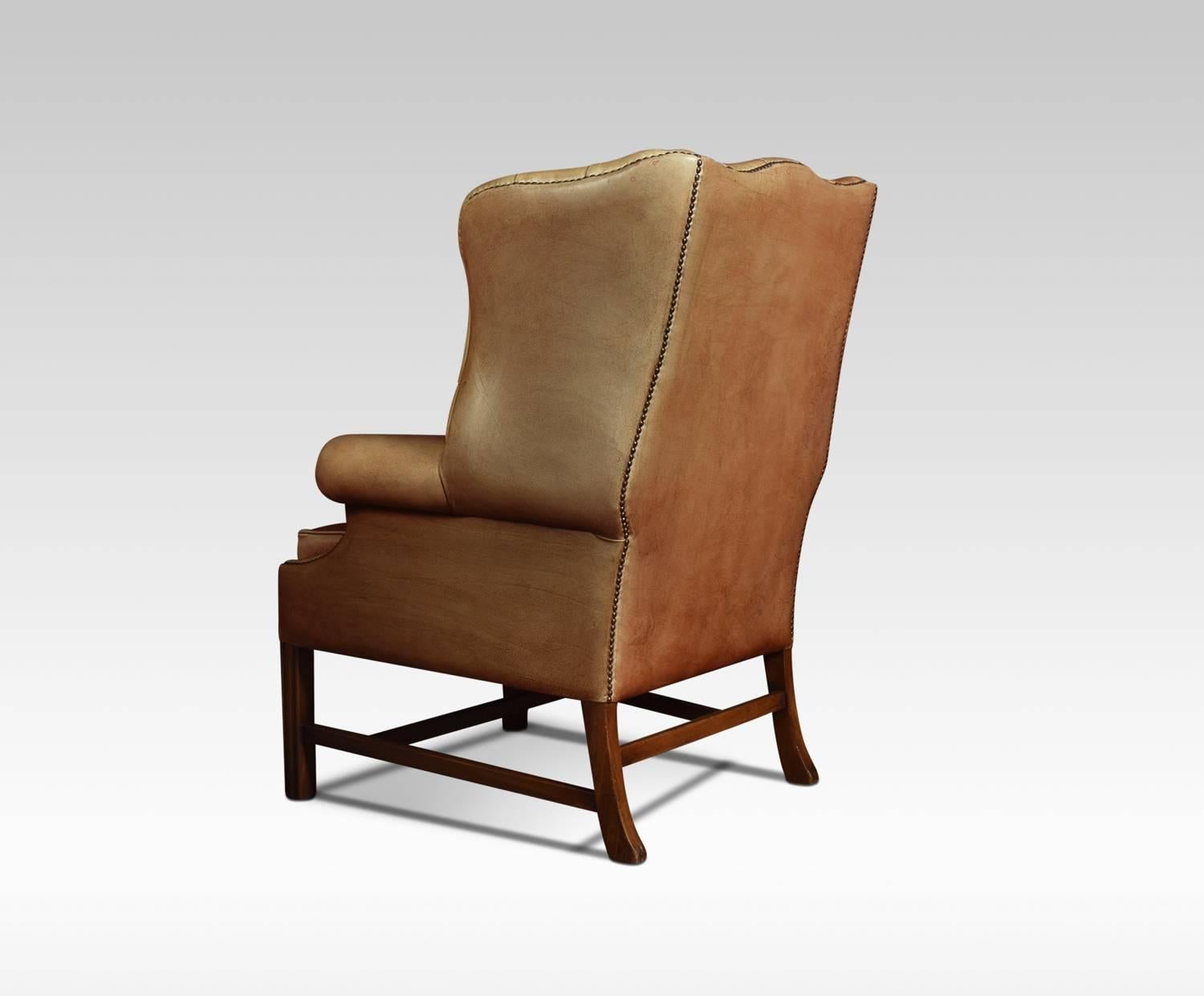 English Leather Upholstered Wingback Armchair