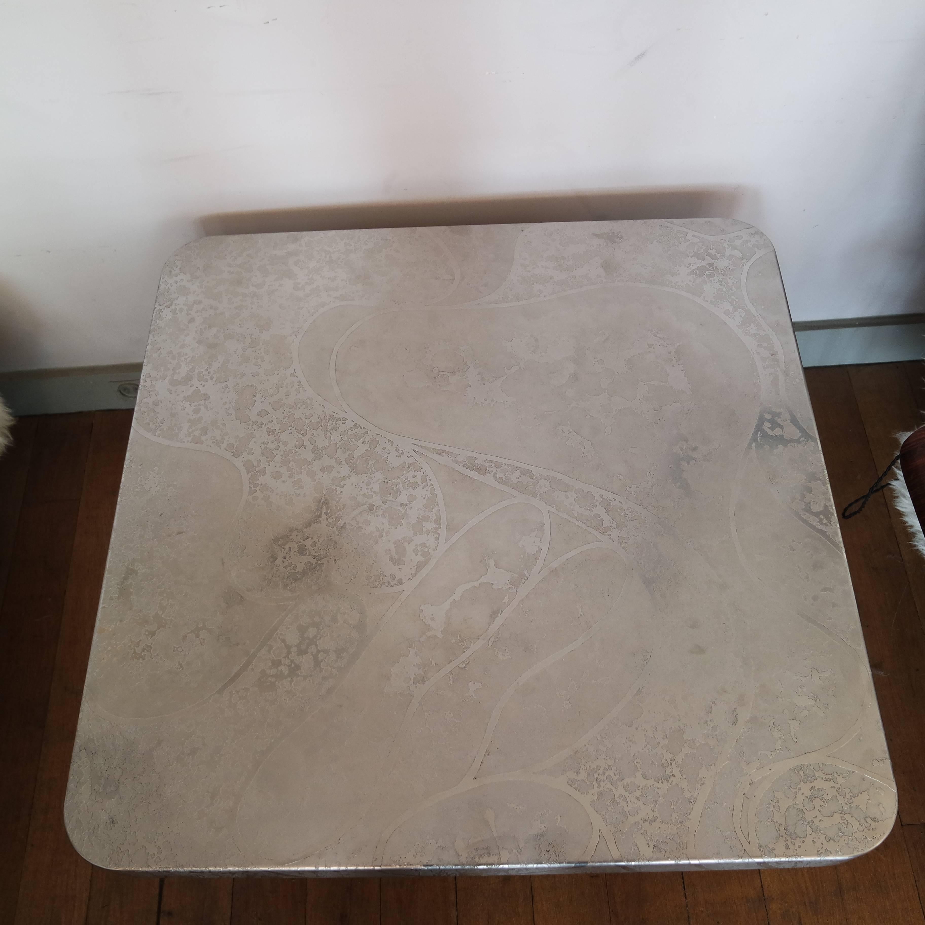 Late 20th Century Amazing Pair of Coffee Tables with Metal Top