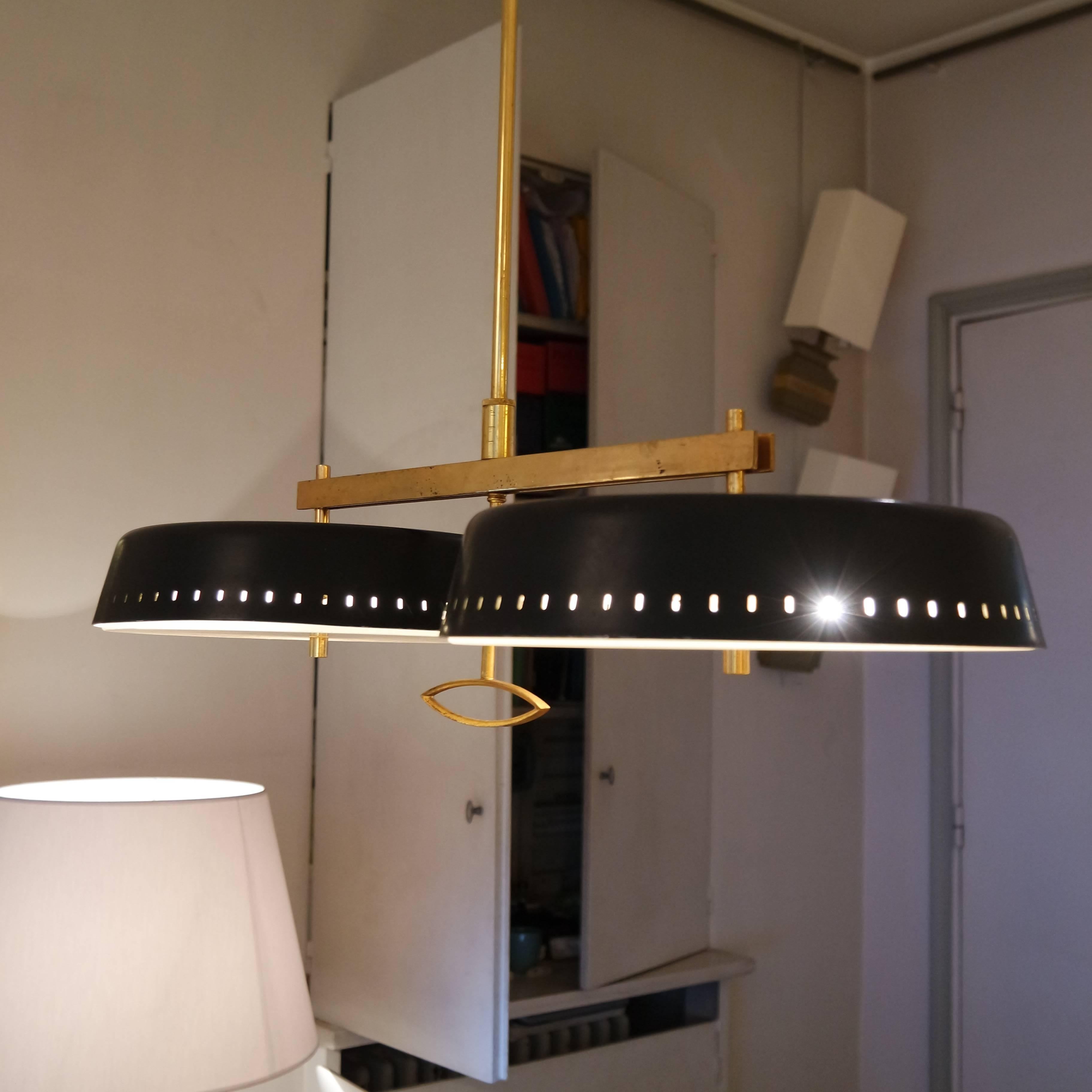 Vintage ceiling fixture with an adjustable height, 1950s, not signed.