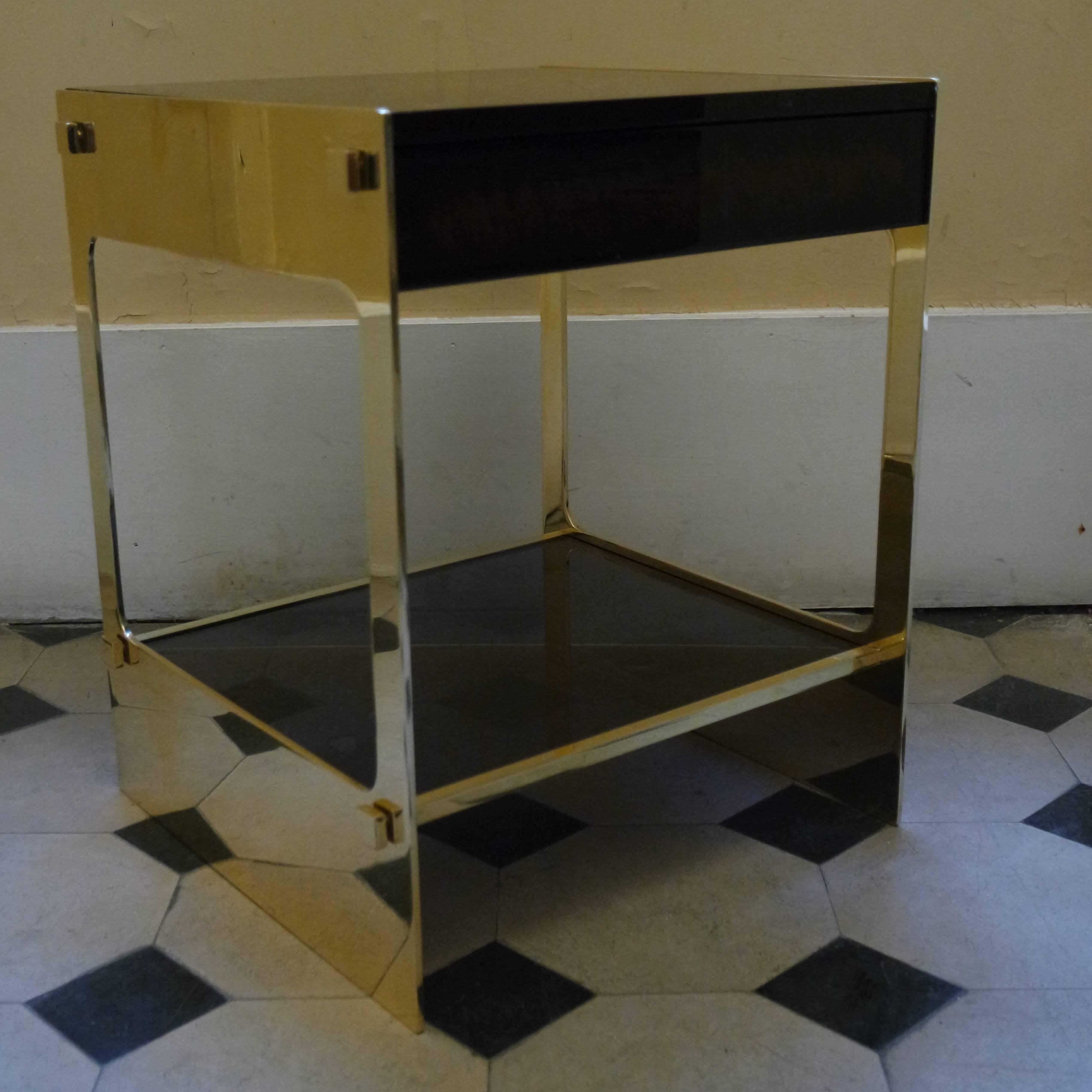 Brass Pair of Maison Charles Side Tables