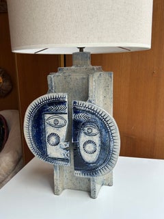 Ceramic table lamp by Roger Capron and Jean Derval, France, 1960's