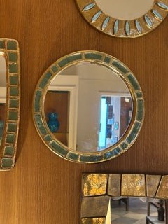Ceramic mirror "Engrenages" by Mithé Espelt, France, 1960's