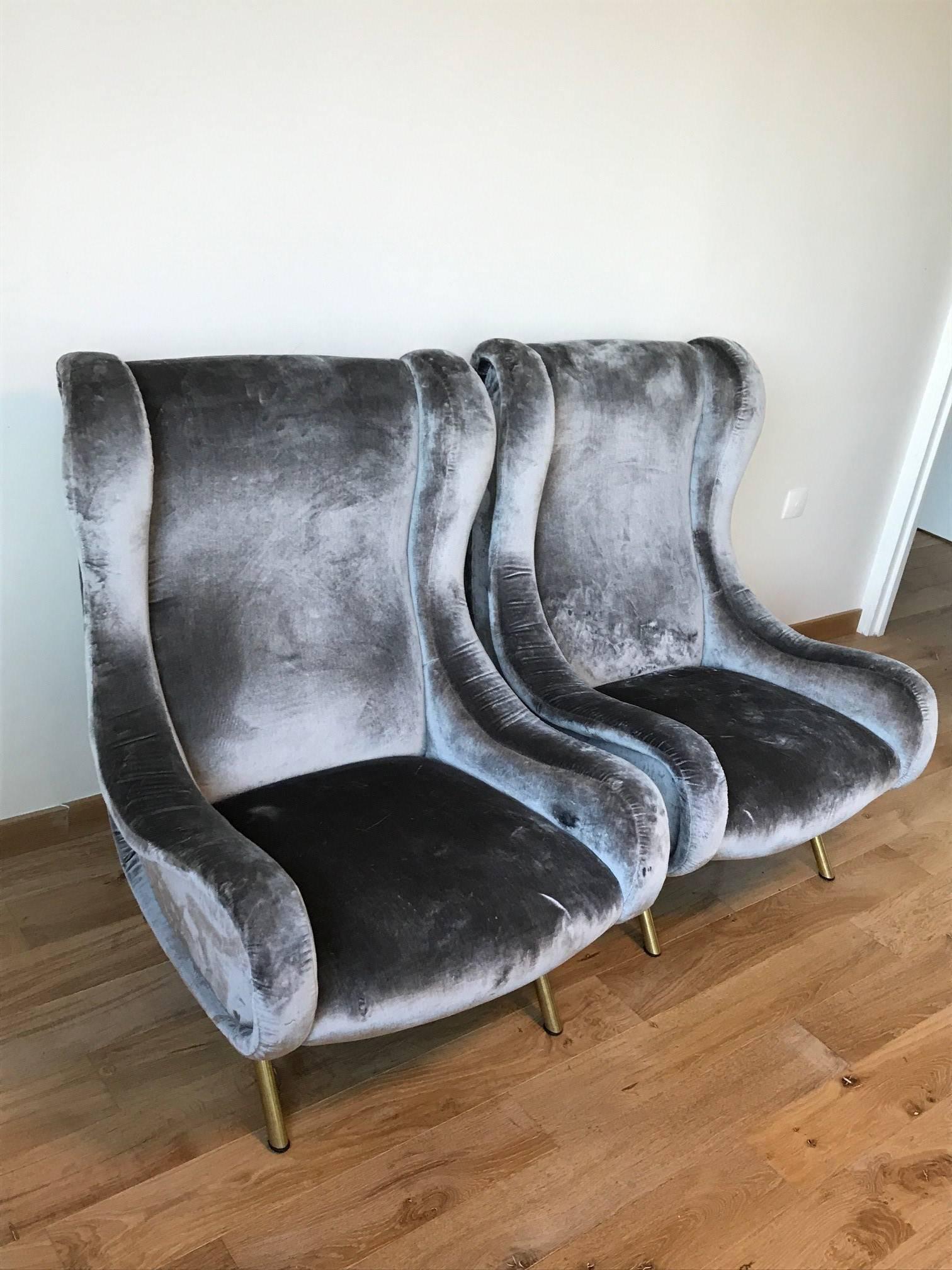 Italian Pair of Senior armchairs by Marco Zanuso