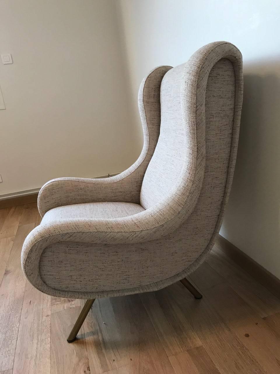 Senior armchair by Marco Zanuso for Arflex, recently reupholstered with a Kvadrat fabric.