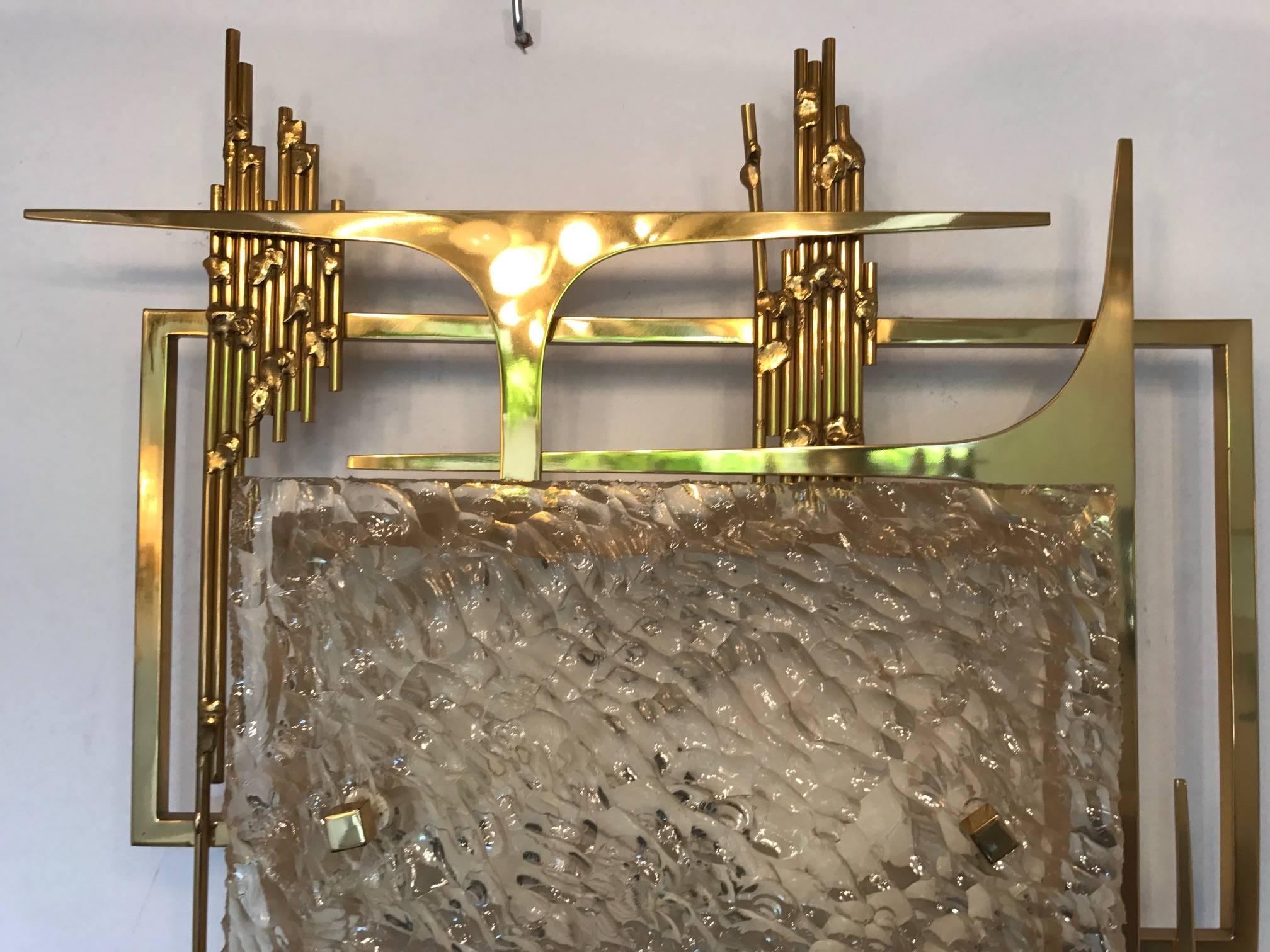 Late 20th Century Pair of Dallux and Brass Sconces