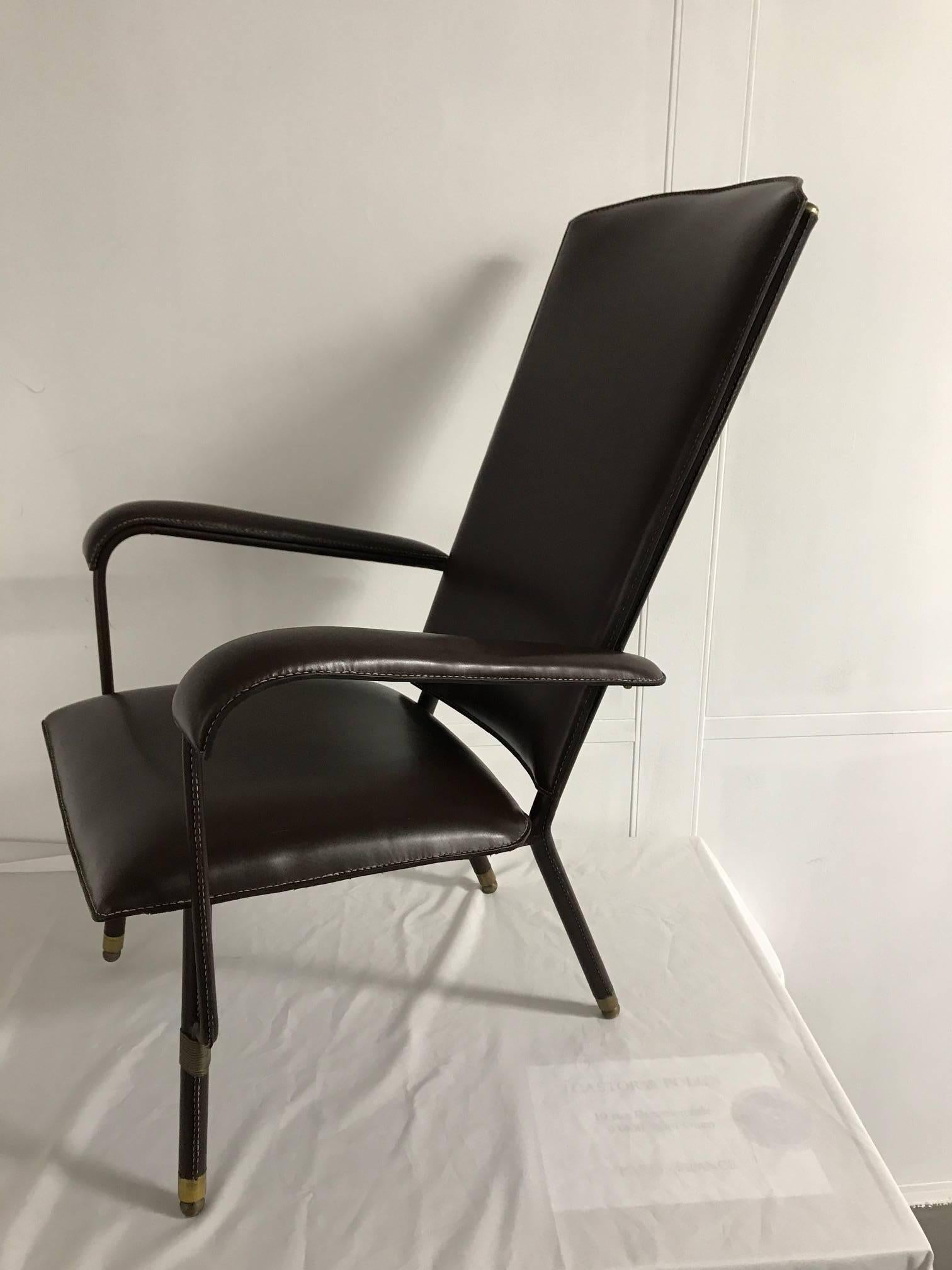 Leather Armchair by Jacques Adnet In Good Condition In Paris, FR