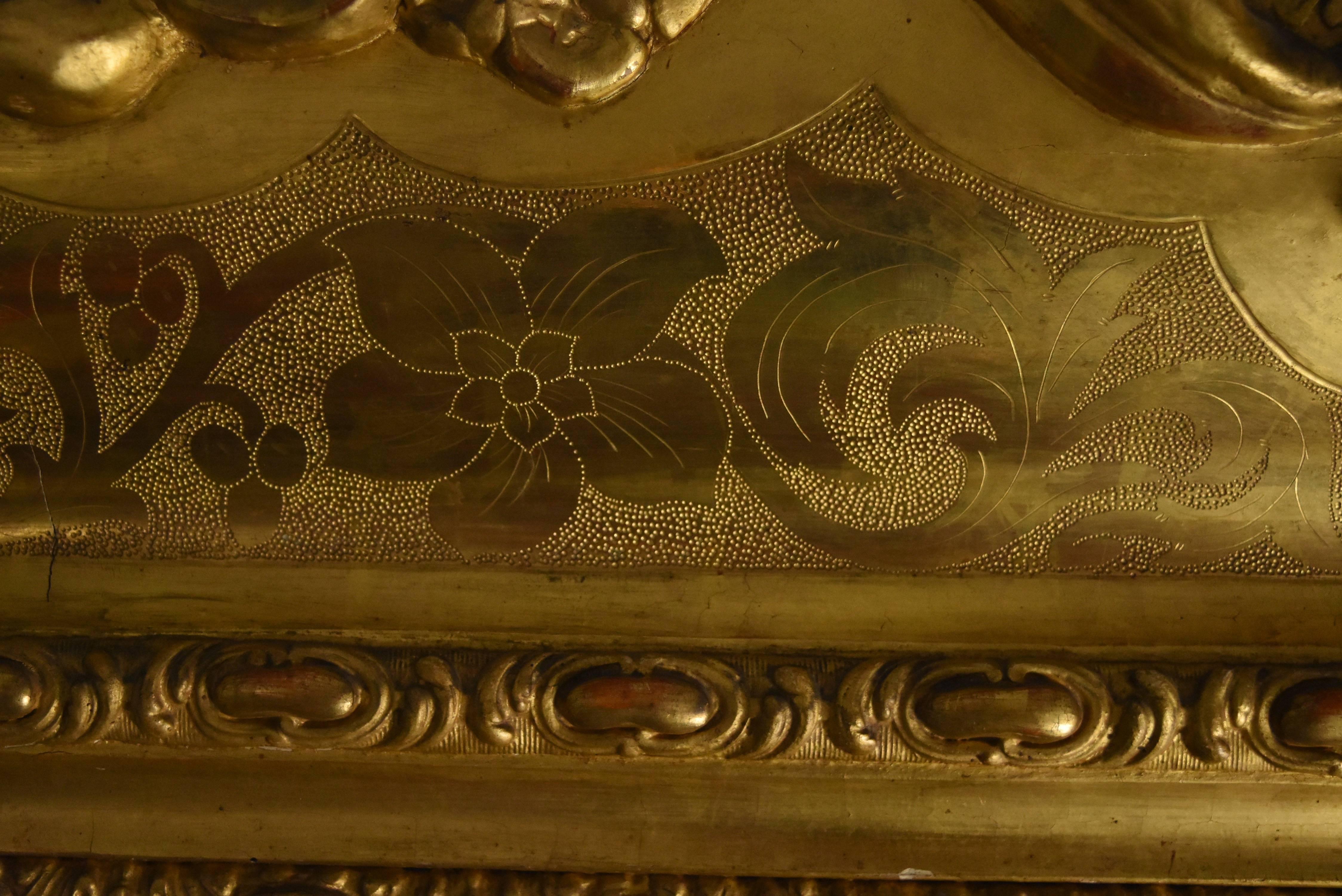 19th Century Italian Carved Venetian Gold Gilt Mirror with Original Mercury Gla 3