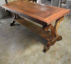 Early 19th Century French Walnut Library Console Table with Lion Claw Feet